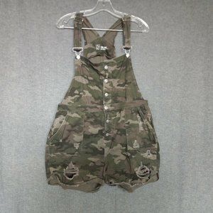 NOBO Mid Rise Camouflage Shortalls Junior's Sz XXL Waist 34" Stretch Distressed